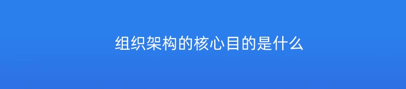 组织架构的核心目的是什么