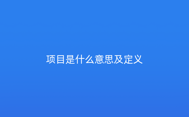 项目是什么意思及定义