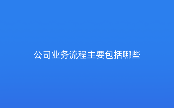 公司业务流程主要包括哪些