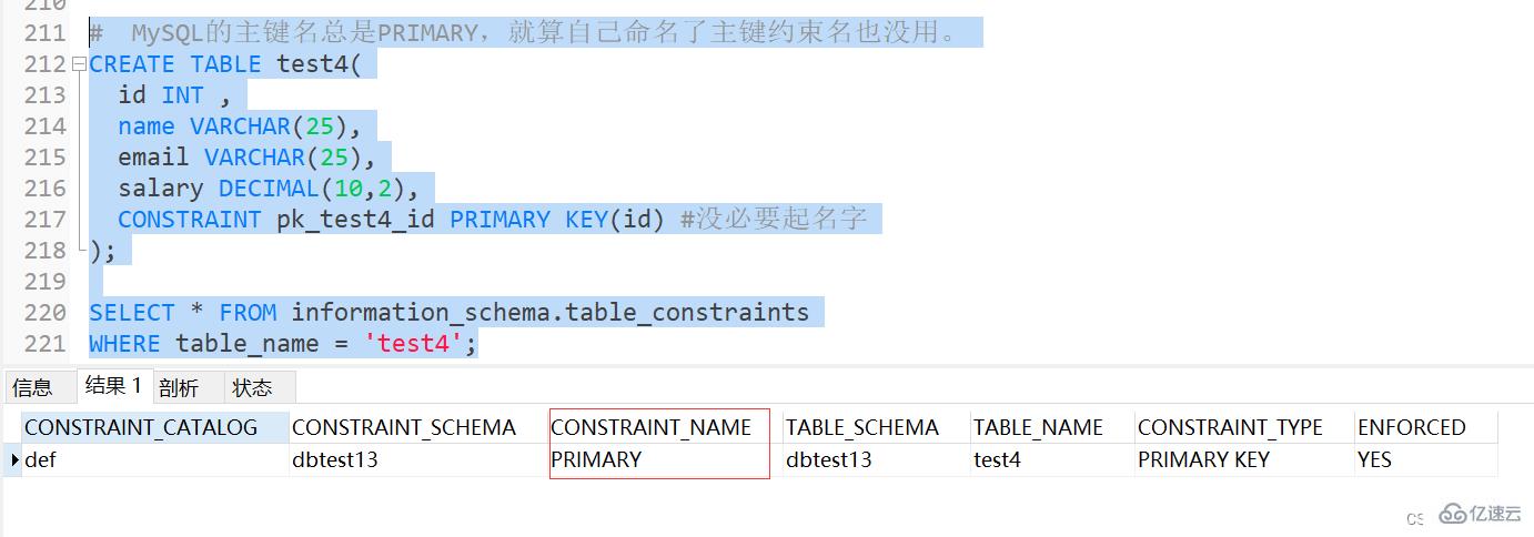 MySQL约束知识点实例分析