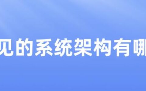 常见的系统架构有哪些