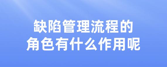 缺陷管理流程的角色有什么作用呢