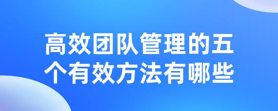 高效团队管理的五个有效方法有哪些