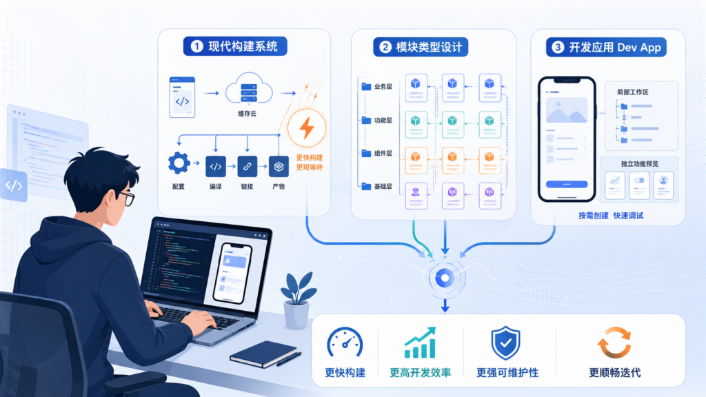 大型 iOS 应用生产力设计：构建系统、模块化架构与 Dev App 实践